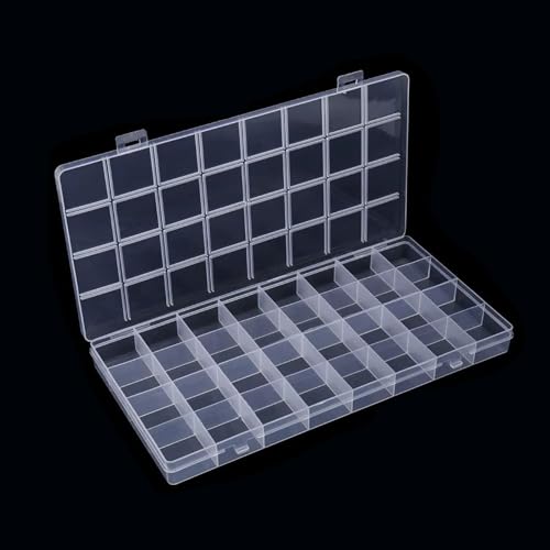 JCUGSBS 1 Piezas Transparente Cajas Almacenaje Plastico, Caja Organizadoras Plastico con 32 Compartimentos para Guardar Tornillos, Pendientes, Cuentas, Material de Oficina Ordenado