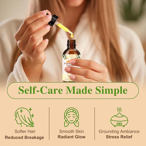 Weihrauchöl Bio für Haut – 100% Reines Ätherisches Frankincense Oil 60ml – Natürliche Hautpflege gegen Falten – Weihrauchöl für Gesicht, Körper & Aromatherapie – Feuchtigkeit für jeden Hauttyp
