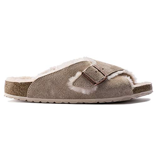 Birkenstock Women's Arosa Shearling Suede Sandal, Nude/Nude, 36