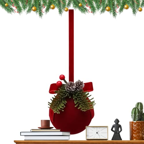 クリスマスツリーデコレーション - クラシックなフロッキング仕上げのクリスマスオーナメント | 割れにくい吊り下げ可能な赤い装飾品 家庭パーティーやホリデーの窓際フェスティバルの雰囲気作りに最適