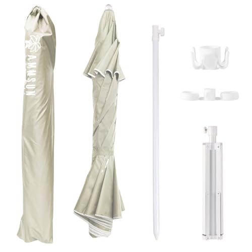 AMMSUN Shade Umbrella, Premium Portable Umbrella with Stand, 6.5ft Lightweight Free Standing Canopy for Sporting Games, Adjustable Instant Sun Protection and Easy to Carry, Beige - Image 6