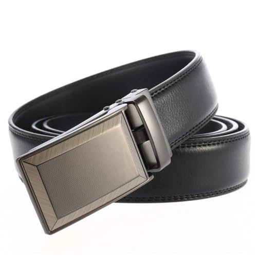 Men's Leather Belt With Metal Automatic Buckle - Leisure & Business2