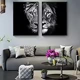 Photo Gallery hipwst dipinti su tela con leone africano in bianco e nero, poster e stampe artistiche da parete, immagini modulari, 80 x 120 cm, 2 pezzi, senza cornice Photo Gallery hipwst dipinti su tela con leone africano in bianco e nero, poster e stampe artistiche da parete, immagini modulari, 80 x 120 cm, 2 pezzi, senza cornice