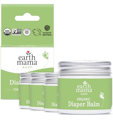 Image of Earth Mama Organic Diaper Balm | Diaper Cream for Baby | EWG Verified, Petroleum & Artificial Fragrance-Free with Calendula for Sensitive Skin, 2-Fluid Ounce (4-Pack)