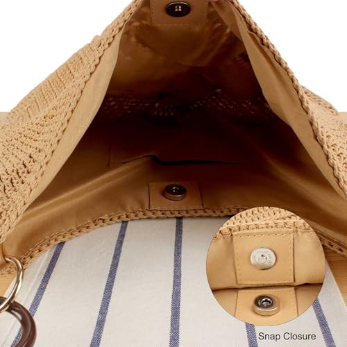 Image of Rejolly Straw Hobo Bag for Women Tote Bag Summer Vacation Beach Handbags Boho Bohemian Style Shoulder Purse