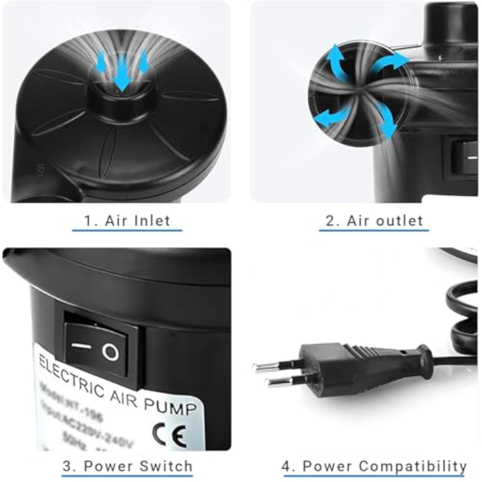 Electric Air Pump with Three Nozzles