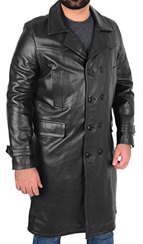 Manteau Militaire 3/4 Homme en Cuir Noir Inspiré du Style Submarine