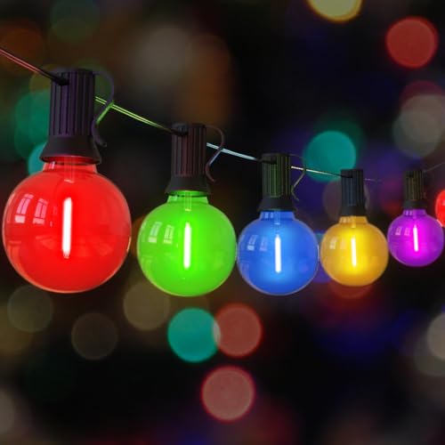 Vocevos 200FT Outdoor String Lights Colorful LED Outside Waterproof Patio Lights Backyard Heavy-Duty Shatterproof Plastic G40 Bulbs Connectable Globe Light Decor Yard Café Exterior