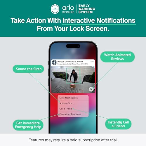 Image of Arlo Essential Security Camera Wireless Outdoor 2K (3rd Gen, 2025 Release) - Battery Power, Person Recognition, Package Detection, Animated Preview, 1-Month Trial of Secure Plan, 3 Cam, White