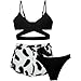 Girls 3 Pieces Swimsuits Criss Cross Bikini Sets with Beach Coverups Shorts Bathing Suit Swimwear for 8-14 Years