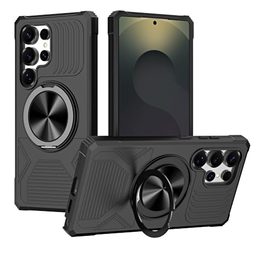 Coque silicone Samsung S24 Ultra rigide noir magnétique anneau