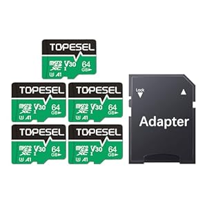 TOPESEL Micro SD Card high Speed 90mb per Second TF Card 4K Recording Memory Card with Adapter (5 Pack, 64, GB)