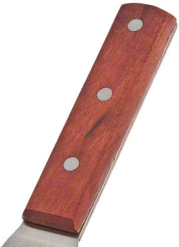Update International Stainless Steel Solid Flexible Turner with Wood Handle, 14-1/2-Inch