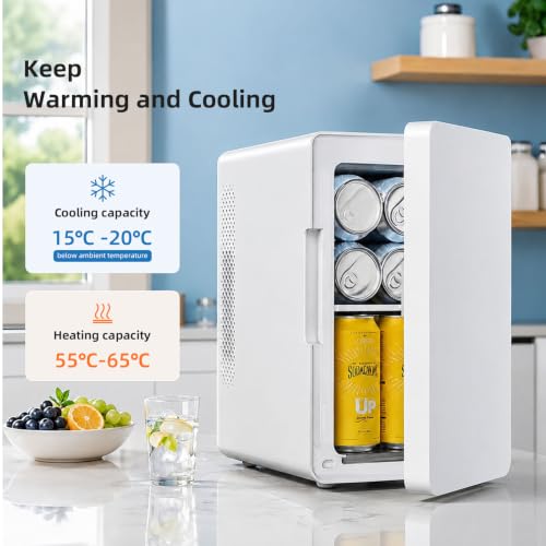Image of Antarctic Star Mini Fridge 6L /8 Can Portable Cooler,Personal Compact Refrigerator for Skin Care, Food,Drinks or Cosmetics, AC /DC for Bedroom, Car, Office,White