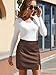 We1Fit Womens PU Leather Skirt High Waisted Stretchy Zipper Bodycon Mini Short Skirts with Shorts Coffee