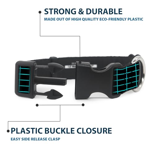 Pince à col Buckle Down réglable en plastique noir bleu pour chien