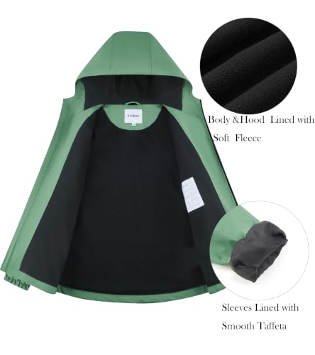Image of Boys Girls Rain Jackets Waterproof Hooded Fleece Raincoats Lightweight Windbreakers for Kids