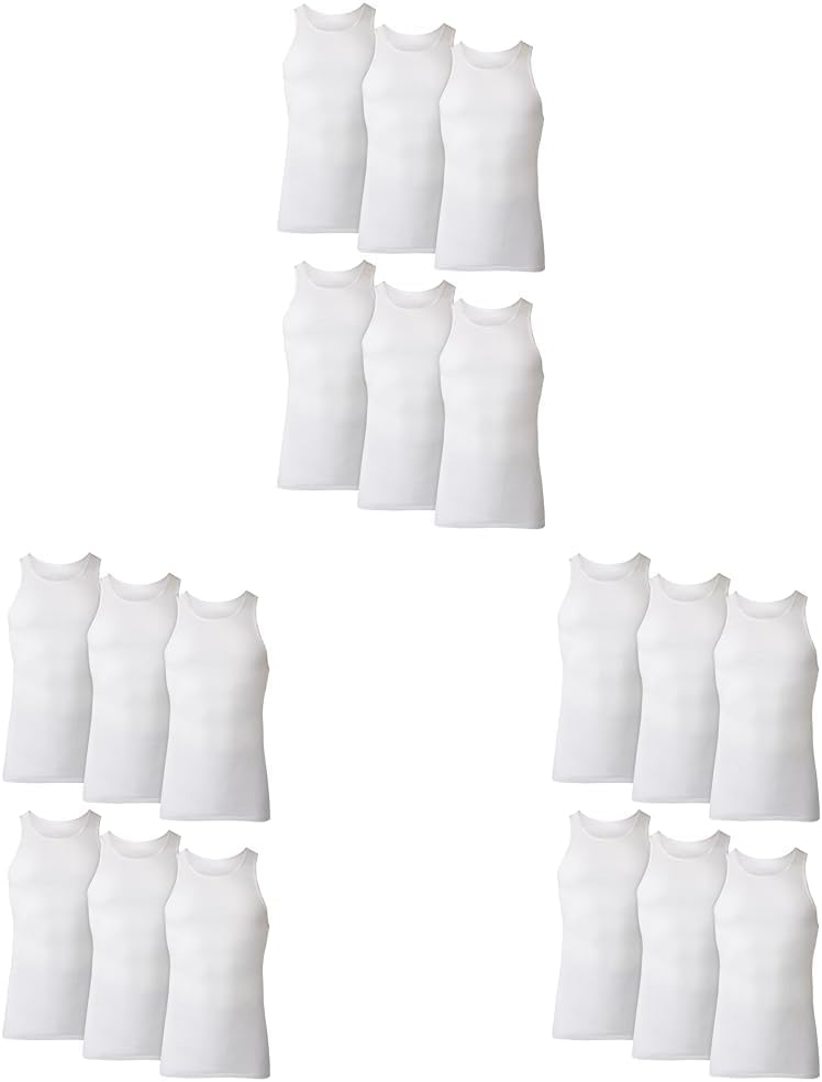 Hanes Men Tank Top Undershirt Pack, Cool & Breathable Cotton, Moisture-Wicking Ribbed Tanks for Men, Multi-Pack (Pack of 3)
