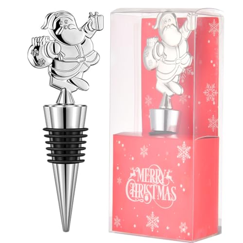 Christmas Wine Bottle Stopper, Santa Claus Alloy Wine Stoppers for Christmas Decorative Winter Decor Holiday Wedding Party Supplies, Wine Accessories Gift for Hostess,Xmas Wine Bottle Corkers