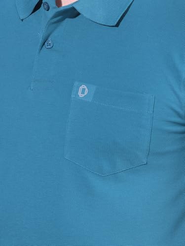 Image of Dollar Men's Pack of 1 Solid Cotton Blend Polo Neck T-Shirt