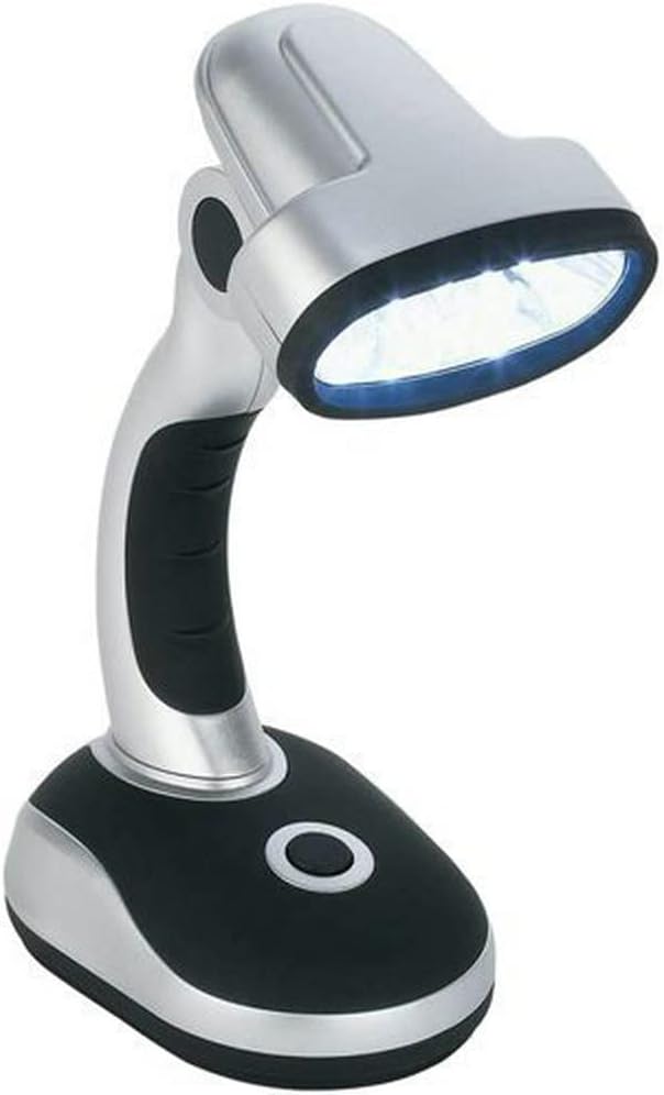 BW12 LED Portable Lamp Desk Work Home Office Reading Computer Bedside Table Camping Flexible Wireless Cordless Bright Light Battery Powered Torch (Black)