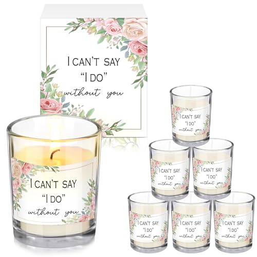 Threlaco 6 Pcs Bridesmaid Proposal Gifts, Soy Wax Candles, Flower Style