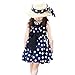 Weixinbuy Kids Girls Polka Dot Chiffion Sundress Bowknot Belt Dress