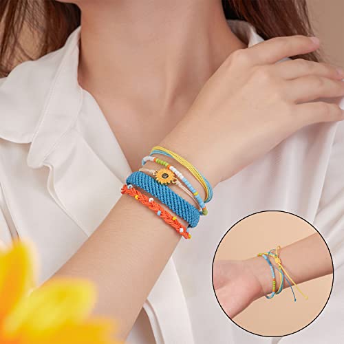 Tarsus Bracelets For Teen Girls, Boho Cute Handmade Flower Daisy Sunflower Braided Woven Friendship Bracelets For Women Stack 5 Bracelet Set Stuff #TOP1