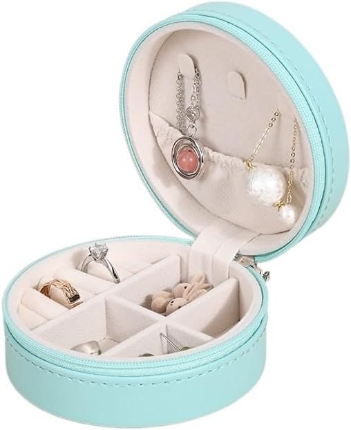 jewelry box Caja De Almacenamiento De Joyas Portátil, Organizador De Viaje, Estuche De Joyería, Almacenamiento De Cuero, Pendientes, Collar, Anillo,