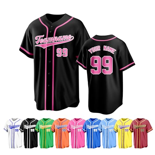 Camiseta personalizada de béisbol con nombre y número, transpirable, uniforme de equipo para juegos y prácticas para hombres, mujeres y jóvenes miniatura 1