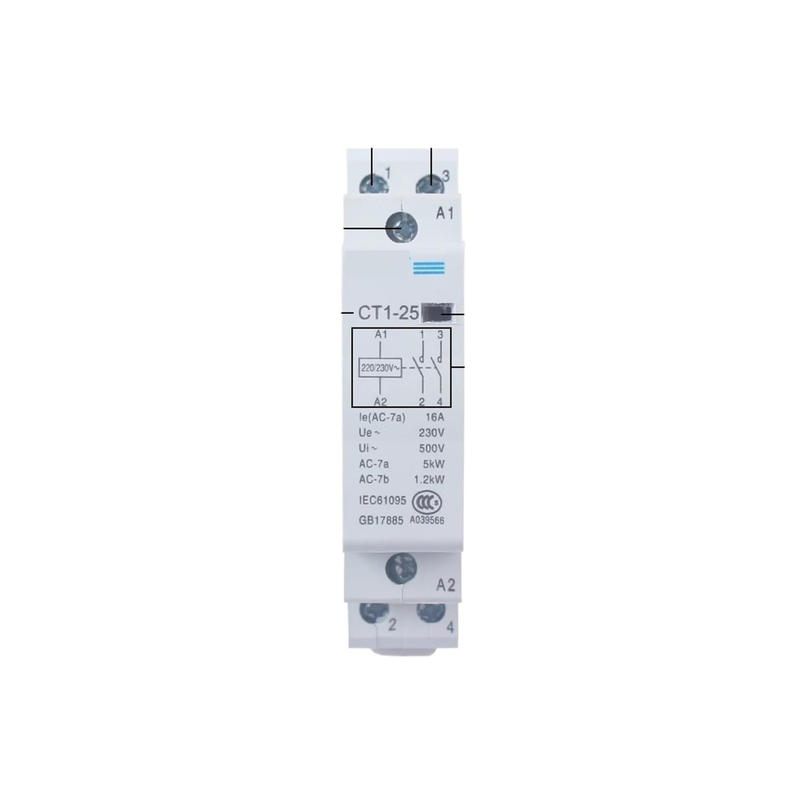 CT1-25 16A 25A 20A 2P 2NO 4P 4NO CT1-63 32A 40A 63A 230v 50or60HZ Din-schiene Haushalt AC Schütz(CT1-25-16A,4NO)