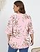 Micoson Women's Plus-Size Fashion Tops V Neck 3/4 Sleeve T Shirts Casual Loose Work Tunic Blouse,Pink Print 2XL