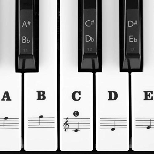 Étiquettes de notes amovibles pour clavier de piano (autocollant noir)