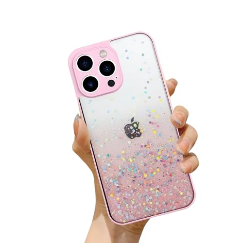 Image of DIZORO Compatible with iPhone 14 Pro Max Case 6.7 inch, Non Moving Glitter Cover for Girls & Women Soft TPU Shockproof Case Anti Scratch Drop Protection Cover|Pink