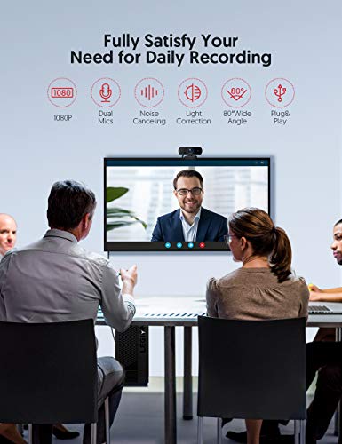 Victure 1080P Webcam Privacy Cover, Dual Stereo Microphones PC Camera, Full HD Video Camera for Computers PC Laptop Desktop, USB Plug and Play, Conference Study Video Calling