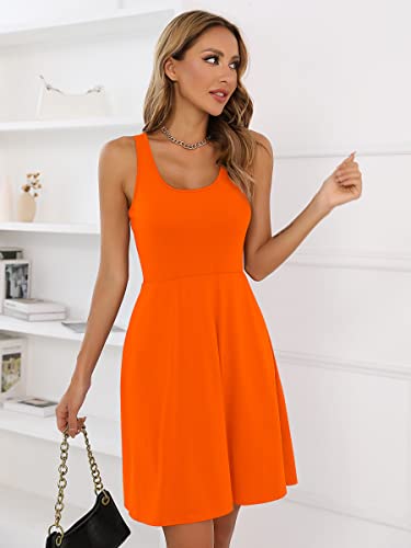 Image of Missufe Women's Sleeveless Racerback Flared Casual Plain Tank Dress