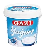 Gazi Ciftlik Joghurt - 2x 1kg - milder Naturjoghurt mit 3,5% Fett, natürlich erfrischender Geschmack, eignet sich bestens zu Käsekuchen, als Shake in Kuchen und Torten mit Obst