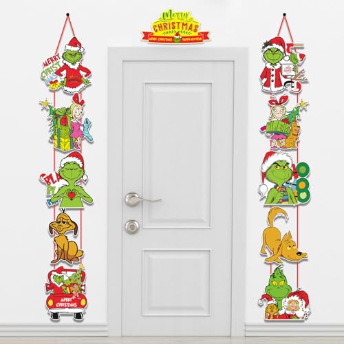 11Pcs Large Funny Christmas Door Decorations Kit Christmas Sign Banner for Xmas Home School Office Decor