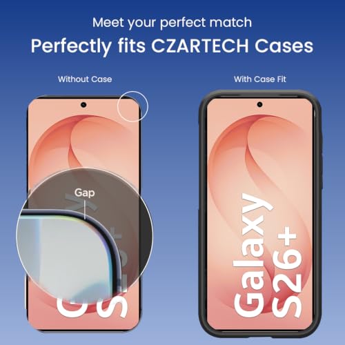 Image of Czartech Quik Fix 9H Tempered Glass Screen Protector for Samsung Galaxy S26 Plus with Auto-Align Tool