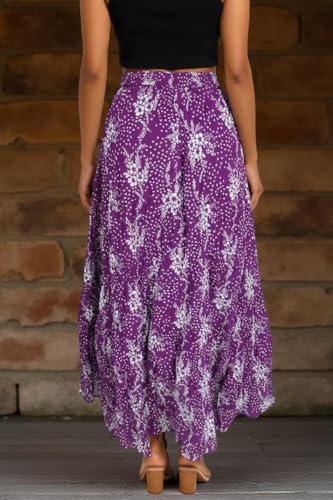 Image of Premium Long Skirt | Stylish Long Crushed Cotton & Unique Prints | Floor Length Skirt for Women | Elastic Waist Premium Maxi Skirt - Comfortable Casual Wear