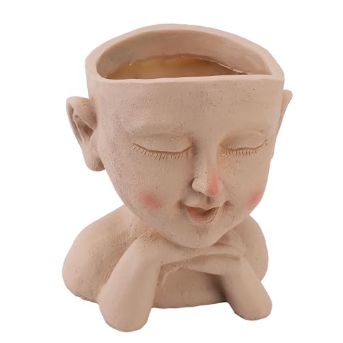 Maceta Divertida con Cara de Hombre, Maceta de Resina Pintada a Mano con Orificio de Drenaje para Suculentas, Decoración para Interiores y Exteriores, Hogar y Oficina