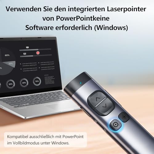 Norwii N97 TV Bildschirm Präsentation Clicker für Powerpoint Präsentationen, Powerpoint Clicker, Präsentation Rremote, Bluetooth Wireless Presenter, Digital Pointer für TV Bildschirm