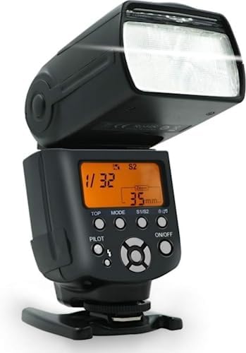 Camera Flash Speedlite, SLFC Digital Camera Flashes with LCD Display, Electronic Flash for Canon/Nikon/Panasonic/Olympus/Pentax/Fujifilm, DSLR Camera Flash/Slave Flash with Standard Hot Shoe Mount