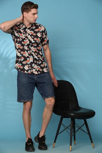 Image of Mens Printed Casual Shirts Short Sleeves Button Down Tropical Shirts