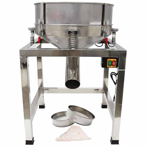 Máquina tamizadora automática de polvo, tamizadora de acero inoxidable con 2 pantallas para un filtrado eficiente de polvo, partículas, harina y materiales líquidos