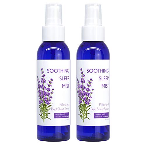 Soothing Sleep Mist. Lavender Pillow Spray. Peaceful, Relaxing Sleep Spray for Calming Bedtime Sleep. Fall Asleep Faster Sleeping Aid. Various Scents. (Lavender with Vanilla & Chamomile Blend)