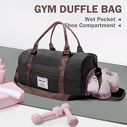 Ranslen Gym Bag For Women And Men Sports,Travel Duffel Bag With Shoes Compartment And Wet Pocket,Sport Gym Tote Bags,Waterproof Lightweight Weekend Overnight Bag Carry On Bag (A-Black) #TOP5