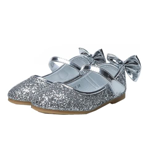 Girl's Mary Jane Ballet Flats with Bow Flower Girl Wedding Party Ballerina Dress Shoes
