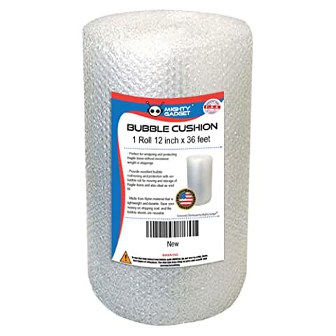 Mighty Gadget Bubble Cushioning Wrap Rolls, 12" x 36' ft Total, Perforated Every 12" for Packaging, Shipping, Mailing Cover