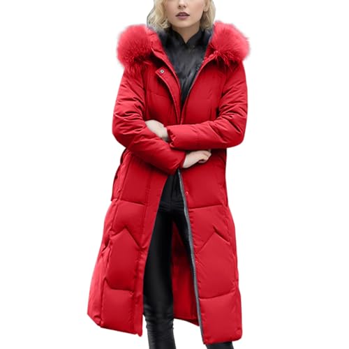 Shffuw Chubasquero Silla De Ruedasbolsa Silla De Ruedas Mujer De Algodón De Invierno Color Sólido Longitud Chaqueta Suelta Con Capucha A De Viento Cómoda De Chubasquero (Red, XXXXL)